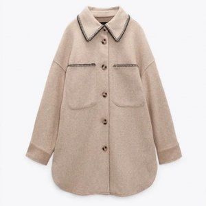 Zara contrasting topstitch soft shacket / overshirt - XS